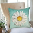 thumbnail image 6 of Spring Summer Pillow Covers 18x18Inch Flowers Teal Decorations Hello Sunshine White Daisy Throw Pillow Covers Sunshine Farmhouse Cushion Case for Sofa Couch Set of 4, 6 of 6