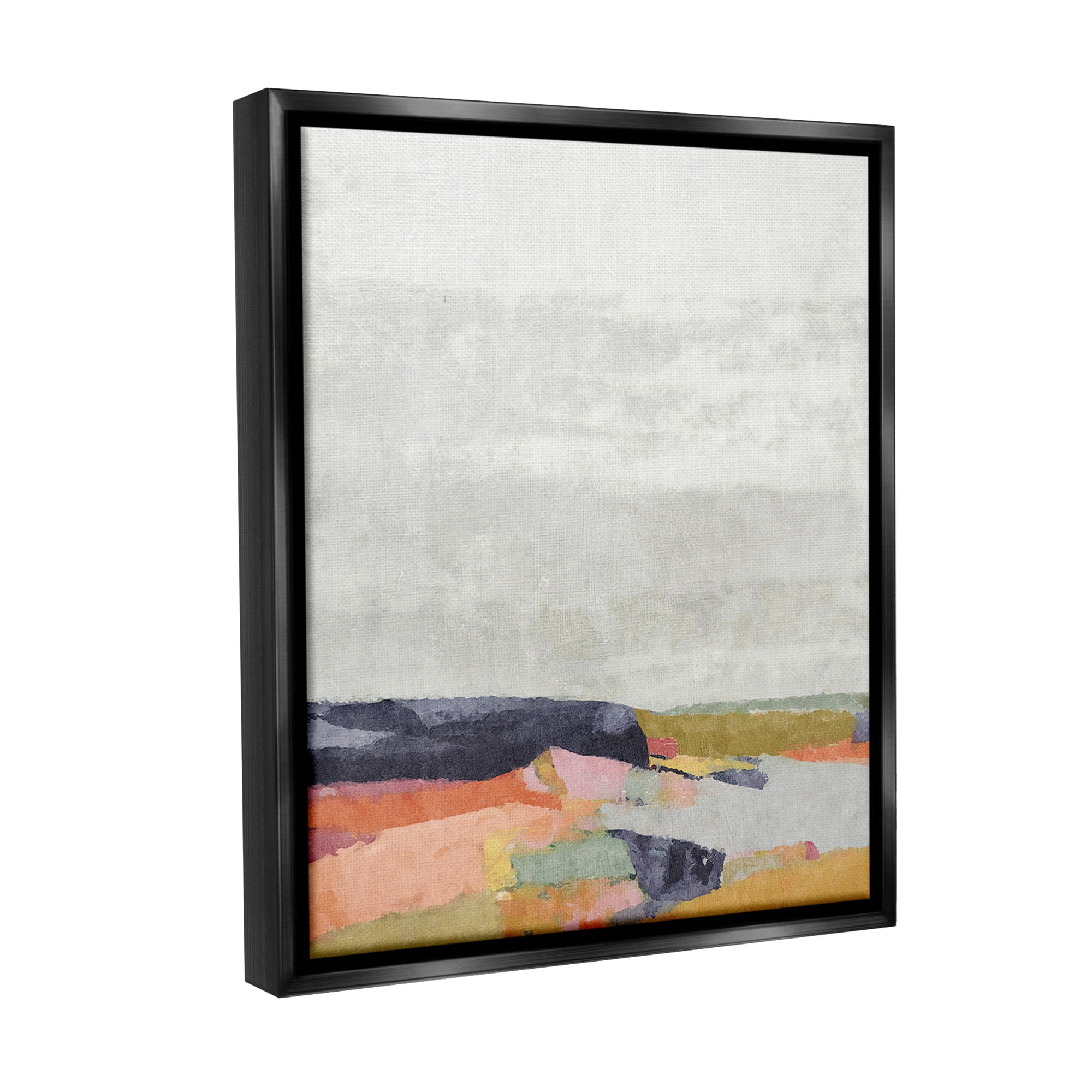 Stupell Industries Modern Hue Landscape Abstract Painting Black Floater Framed Canvas Art Print Wall Art, 25 x 31