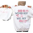 thumbnail image 3 of God Is Within Her She Will Not Fall Sweatshirt – Double Sided Christian Pullover, Coquette Bow Jesus Sweater, Bible Verse Faith Based Gift for Women, 3 of 7