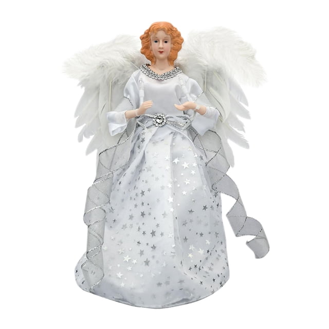 Estatuil de de Navidad LED Iluminado Ángel Topper Colgante Decoración pteada Zulema Estatuilla de copa de árbol