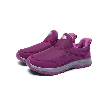 

Crocowalk Womens Comfort Shoe Non-slip Casual Sneaker Faux Fur Walking Shoes Lightweight Slip On Flats Mens Breathable Round Toe Sneakers Women s Purple 5