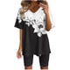 thumbnail image 2 of Puntoco Mujer Verano Manga Corta V-Cuello Tops Pantalones Cortos Cómodo Homewear Traje De Dos Piezas Conjuntos Liquidación Puntoco Puntoco-5213, 2 of 7