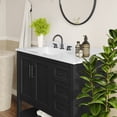 thumbnail image 6 of Flash Furniture 36" Bathroom Vanity with Sink, Cabinet with Black Hardware, Soft Close Doors, Open Shelf & 3 Drawers, Carrara Marble Finish Counter, Black/White, 6 of 12
