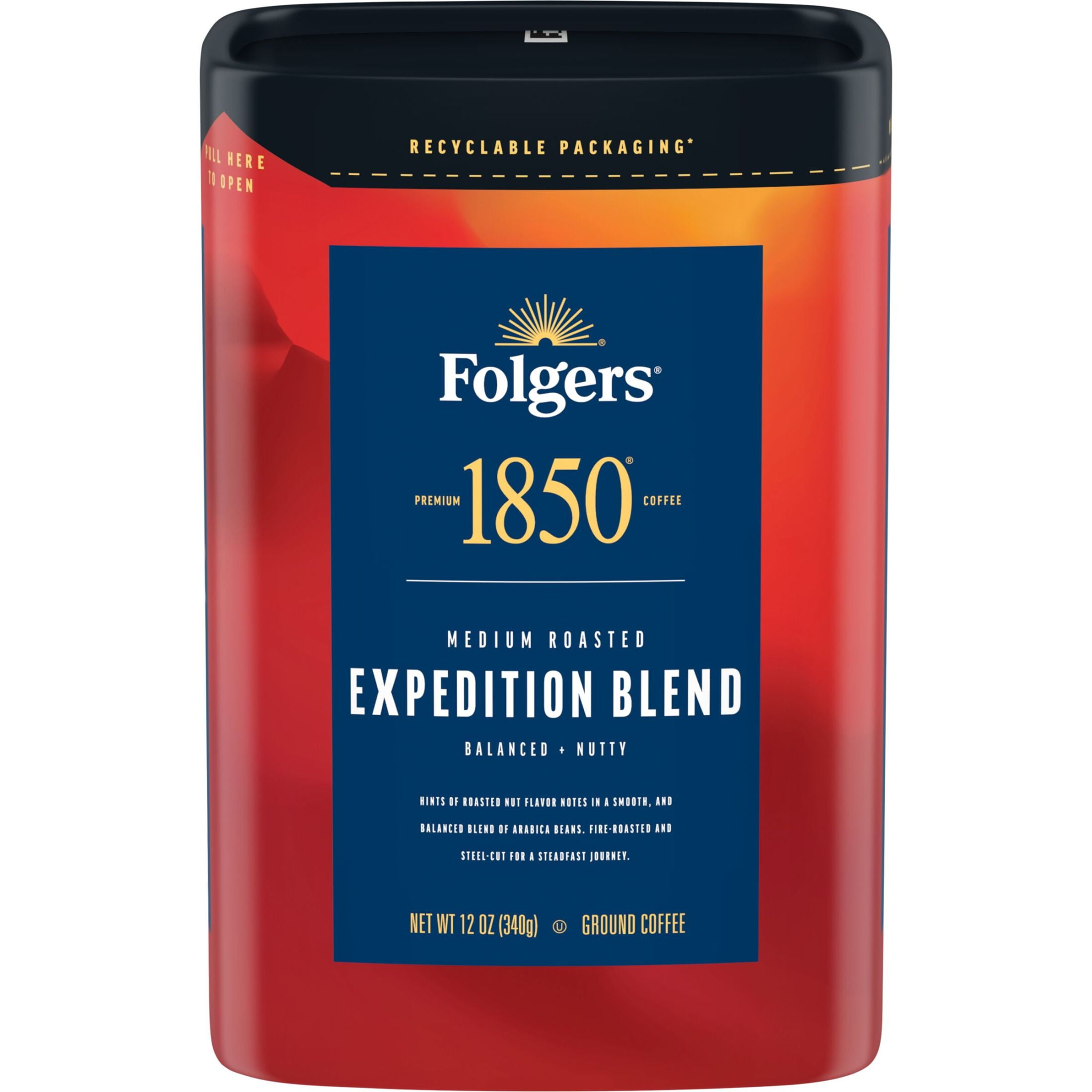 Folgers 1850 Trailblazer Coffee, Medium-Dark Roast Ground Coffee