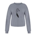 thumbnail image 2 of Tunic Tops for Women Loose Fit Dressy Plus Winter Crew Neck Long Sleeve Rolled Off the Shoulder Feather and Bird Print Leisure Polyester Hoodies Sweatshirts(Grey,XXL), 2 of 4