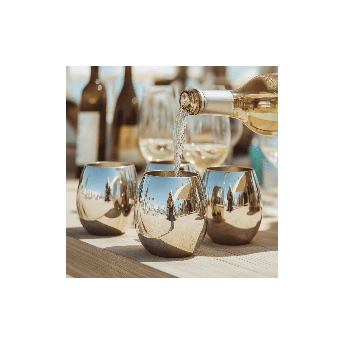 K&K Home Silver Stainless Steel Unbreakable Silver Stemless Wine Glasses - 15 oz - Set of 4 Colored, Stemless Metal Wine Glasses Perfect for Outdoors, Weddings, and Parties