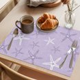 thumbnail image 3 of Vintage Lilac Starfish Placemats Set of 6 Summer Coastal Beach Marine Life Place Mats Indoor Wipeable Table Mats Washable Cloth Dining Table Placemats for Kitchen Holiday Party Home Decor 13x19 Inch, 3 of 9