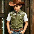thumbnail image 2 of PRfgtbd Boys 4th of July Shirt Kids Western Cowboy Shirts Printed Short Sleeve Button Down Shirt Holiday Casual Tops For Children Wear 12-13 Years, 2 of 4