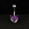 thumbnail image 6 of EOEMY Beauty Crystal Heart Dangle Navel Belly Button Ring Bar Body Piercing Jewelry-Gold-Purple, 6 of 8