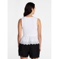 thumbnail image 4 of Time and Tru Women's Eyelet Trim Tank Top with Peplum Hem, Sizes XS-XXXL, 4 of 6