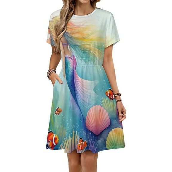 Mermaid Princess Under The Sea 1 Women's Dress Short Sleeve Summer Sundress Summer Women Clothes