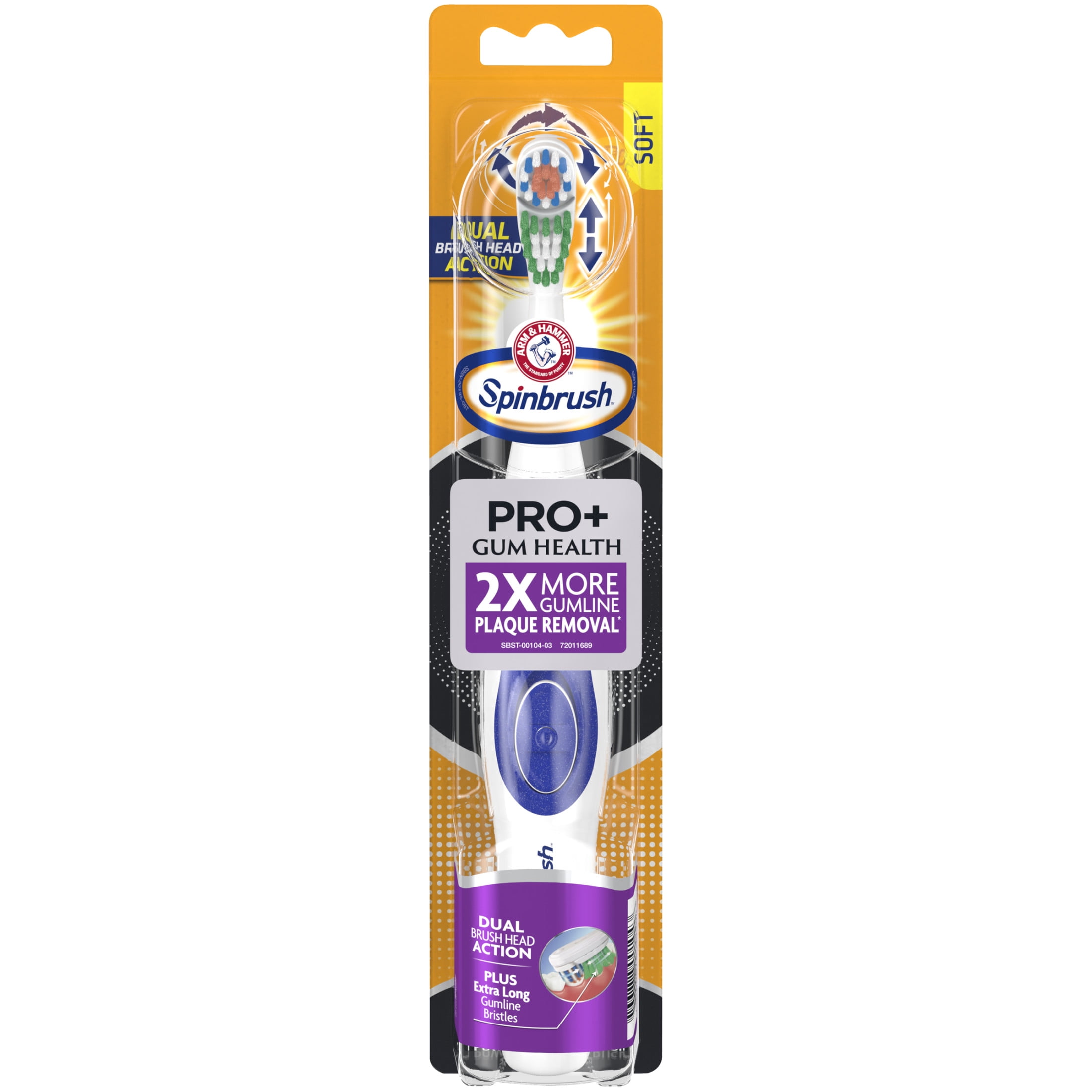 Spinbrush PRO+ Gum Health Battery Powered Toothbrush for Adults, Helps Plaque Removal, Soft Bristles