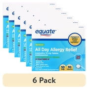 (6 pack) Equate Non-Drowsy All Day Allergy Relief Loratadine 10 mg Tablets Antihistamine, 10 Count, Compare to ClaritinÂ® 24 Hour Active Ingredient