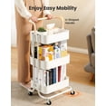 thumbnail image 3 of Cheelom 3 Tier Utility Cart, Rolling Metal Organization Cart with Handle and Lockable Wheels, Multifunctional Storage Shelves for Kitchen Living Room Office White, 3 of 7