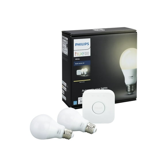 Philips Hue White Starter Kit - Wireless lighting set - LED light bulb x 2 - total: 20 W (equivalent 120 W) - soft white light - 2700 K - white