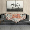 thumbnail image 4 of Orange Blue Boho Blanket Soft Flannel Lightweight Rust Teal Bohemian Throw Blanket Cozy Warm Vintage Aztec Carpet Blankets All Seasons Living Room Decor for Couch Chair Bed Sofa Office 50x60 inch, 4 of 6