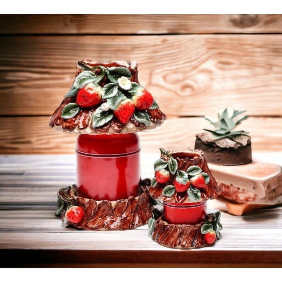 Ceramic Large Strawberry Candle Holder Shade Base Home Kitchen