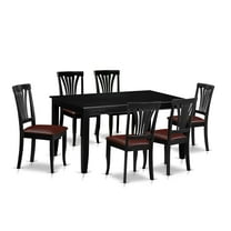 East West Furniture 7 Piece Dining Furniture Set- of a Rectangle Kitchen Table and 6 Faux Leather Dining Chairs, Black