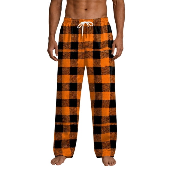 Afdoent Mens Halloween Pajama Pants Pumpkin Print Pajama Bottoms for Men Funny Pajamas Casual Lightweight Comfy Loungewear