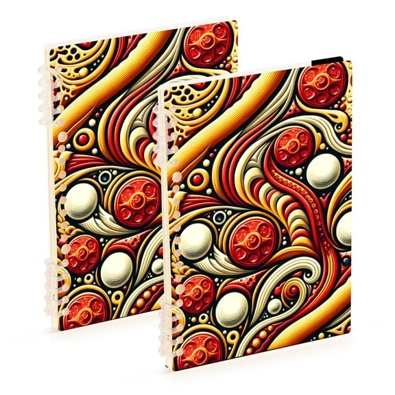 Original Pepperoni Pizza Ring Binder Notebook Journey Note Diary College Ruled Spiral Notebook Study Loose Leaf Paper A5 60 Pages