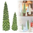 thumbnail image 2 of Christmas Tree Table Decorations Set of 2, 9.5",6.5" Glittered Xmas Pine Trees,Winter Snow Ornaments Tabletop Resin Trees Dinner Holiday Party Supplies Mantle Shelf Centerpieces Decor, 2 of 9