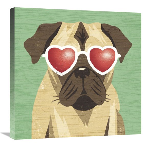 Global Gallery's 'Beach Bums Pug I' By Michael Mullan Stretched Canvas Wall Art