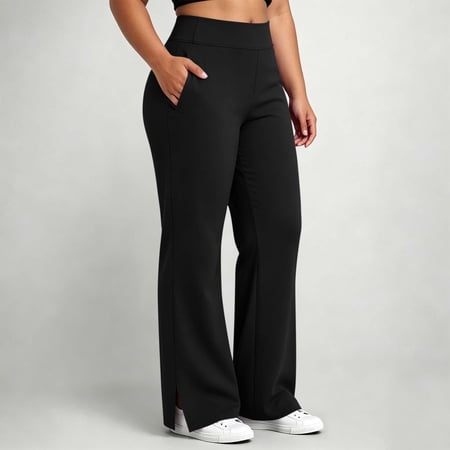 Women High Waisted Tummy Control Yoga Pants with Side Pockets Stretchy Casual Workout Leggings Plus Size Lounge Athletic Activewear