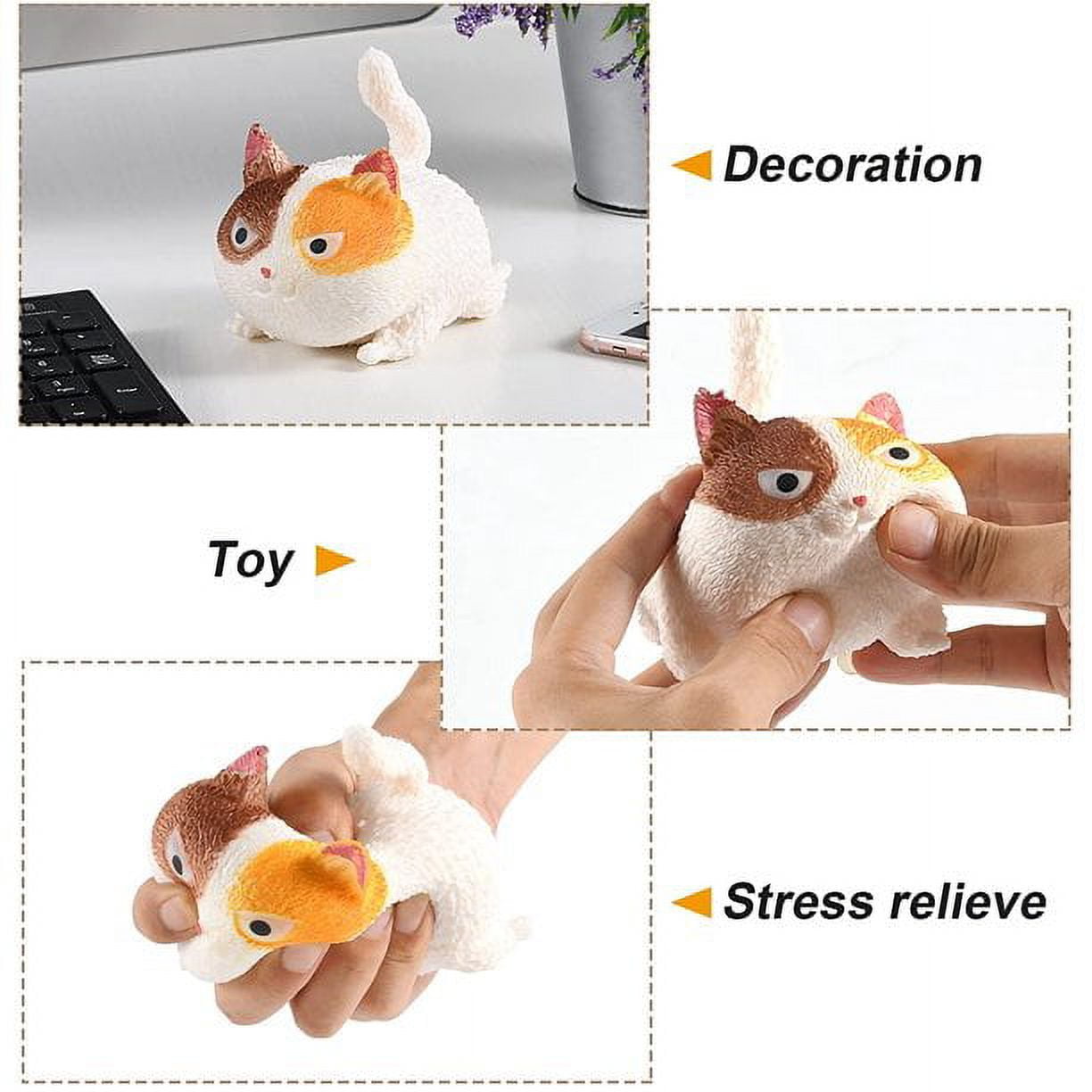 GUSTVE Pinch Angry Cat Cute Pet Toy Decompression Artifact Vent Toy Cat-Shaped  Stress Relief Balls Squeeze Animal Toys For Anxiety Adhd Autism 