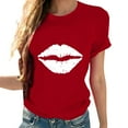 thumbnail image 4 of Valentine's Day Crew Neck T Shirts Womens Love Heart Graphic Tshirts Casual Short Sleeve Basic Tops, 4 of 7