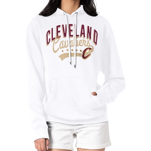 Women's G-III 4Her by Carl Banks White Cleveland Cavaliers Filigree Logo Pullover Hoodie