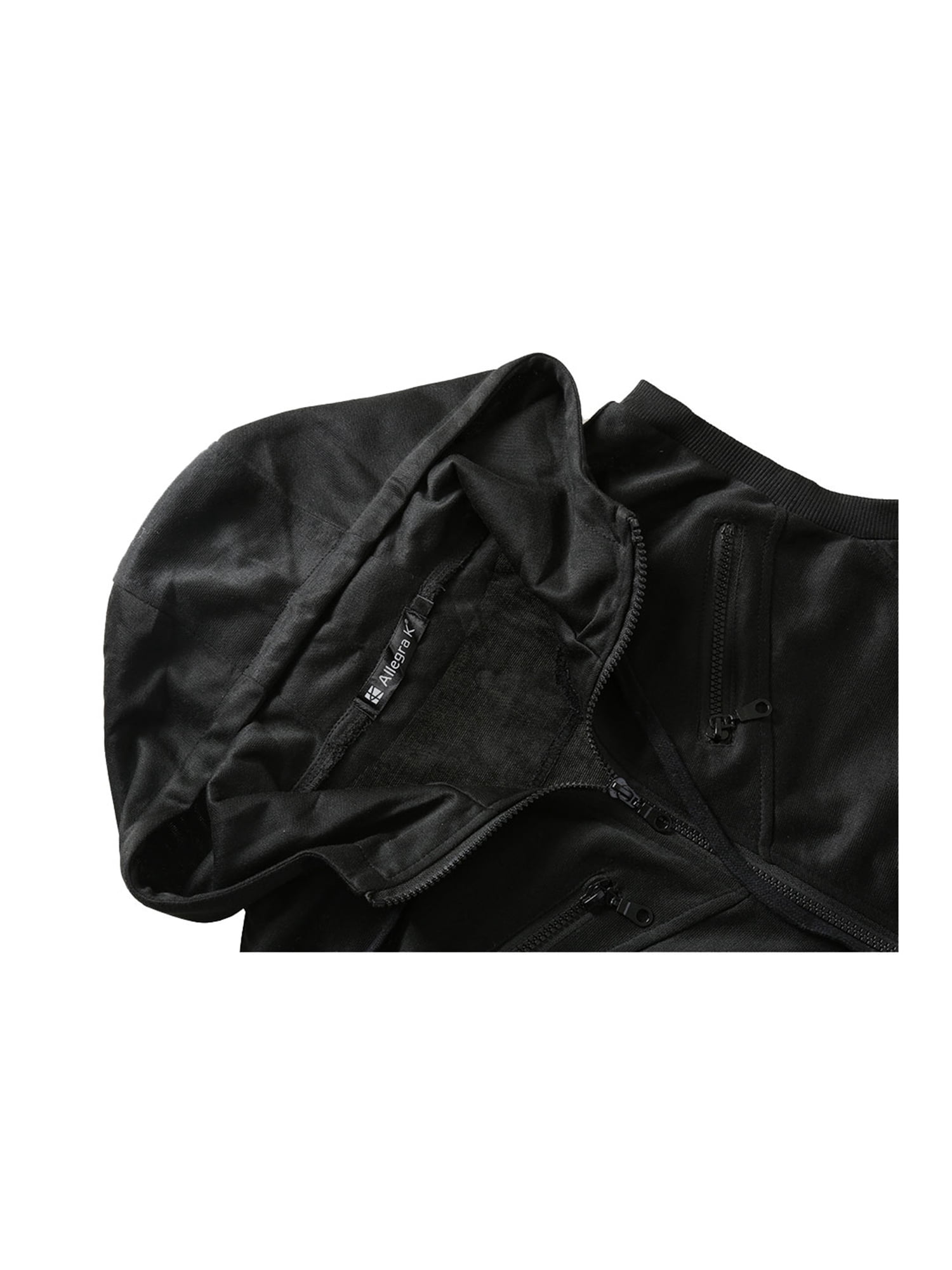 Unique Bargains Men's Sleeveless Zip Up Drawstring Hooded Vest 50 Black