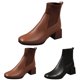 thumbnail image 3 of NECHOLOGY Botas Mujer Adulto Femenino Zapatos Botines de mujer Botines de mujer Moda Simple Francés Retro Punta cuadrada Botas de manga cómoda Tacón grueso Tacón cuadrado (Black, 8), 3 of 7