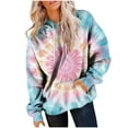 thumbnail image 4 of BiZtdJrK Trendy Sweatshirts for Women Tie Dye Long Sleeve Casual Hooded Sweatshirt Drawstring Regular Fit Hoodie Pullover with Kangaroo Pocket Light Blue XXL, 4 of 8
