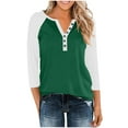 thumbnail image 4 of Xuniizn 3/4 Sleeve Tops for Women, Plus Size Front Button Color Block Casual Fall Shirt, Lightweight Soft Loose Tops, 4 of 9