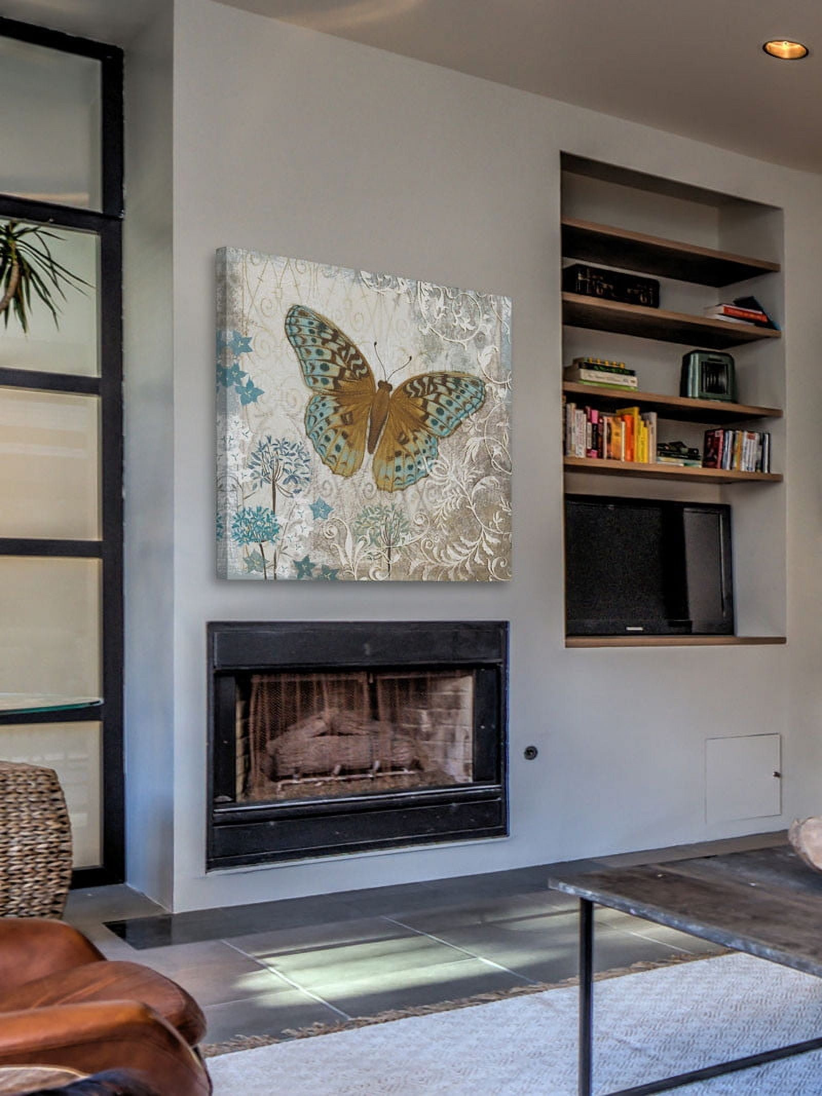 Marmont Hill 'Blue Linen Butterfly' by Alan Hopfensperger Painting Print on Wrapped Canvas