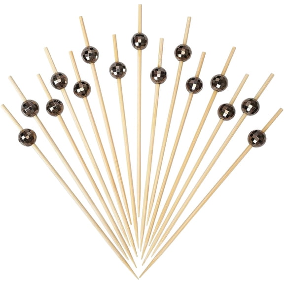 100 Pcs Cocktail Picks, Long Bamboo Fancy Toothpicks for Appetizers, Decorative Modern Corporate Party Food Drinks Garnish Fruit Kabob Skewer Sticks 4.7"