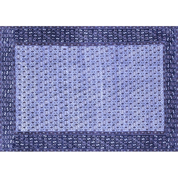 Ahgly Company Machine Washable Indoor Rectangle Persian Blue Traditional Area Rugs, 7' x 10'