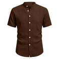 thumbnail image 7 of Sakmal Beach Vacation Mens Button Down Shirts Short Sleeve Tshirts Solid Brown Mens Shirts L, 7 of 7