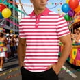 thumbnail image 2 of Mens Polos Short Sleeve Knit Stripe Shirt Casual Summer Top Fit Tee Business Leisure Clothes, 2 of 6
