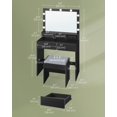 thumbnail image 3 of VASAGLE Vanity Desk with Power Outlets, Makeup Vanity with Mirror and Lights, with Upholstered Vanity Stool, 9 Dimmable LED Lights, 2 Compartments, 2 Drawers, for Bedroom, Ink Black，Adult, 3 of 8
