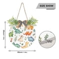 thumbnail image 3 of Cute Watercolor Dinosaur Front Door Porch Decoration Hanging Sign with Artificial Green Plants and Bow for Home Outdoor Indoor, 3 of 7