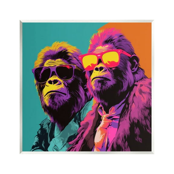 Stupell Industries Pop Style Gorilla Duo Animals & Insects Painting Unframed Art Print Wall Art, 12 x 12