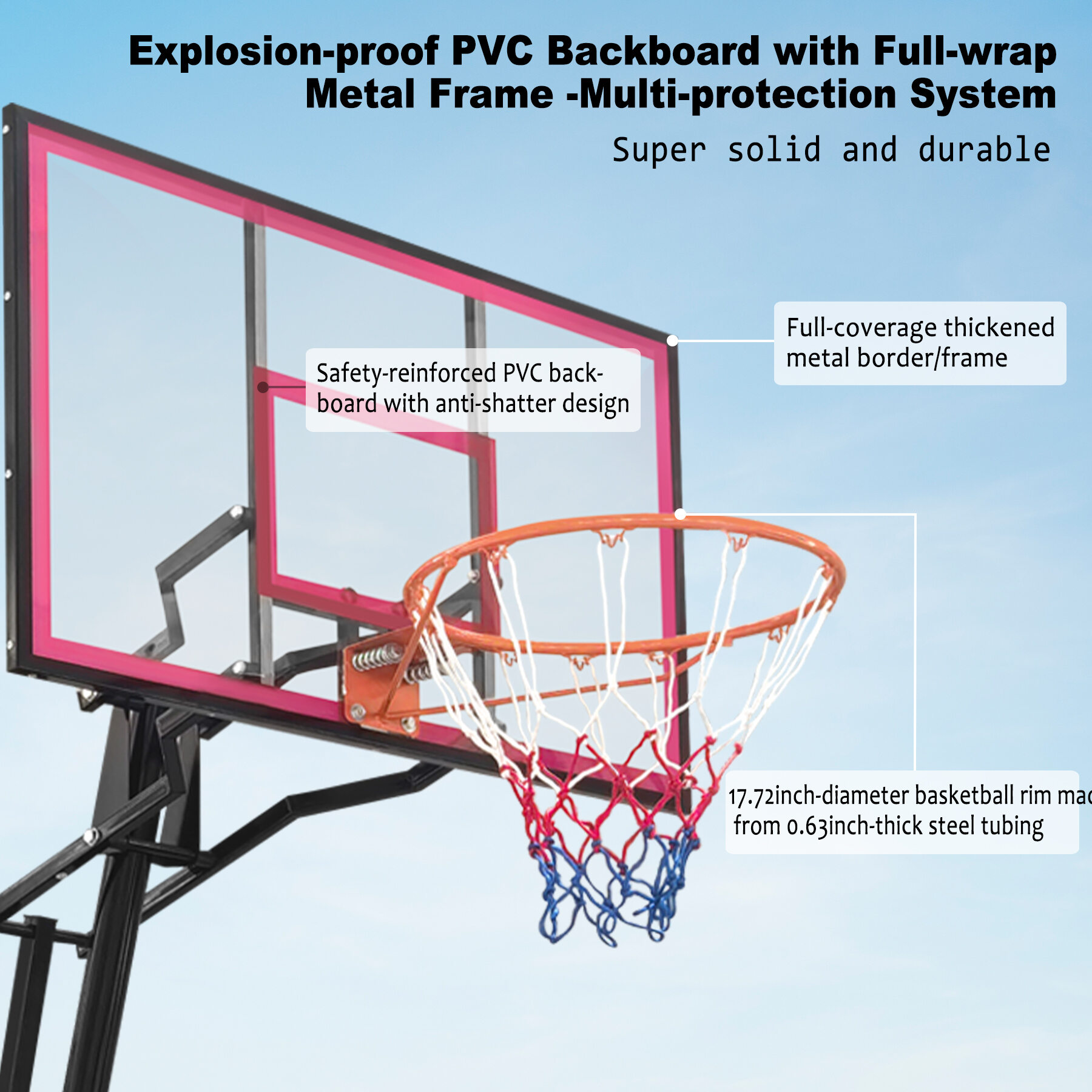 Outdoor Basketball Hoops Portable Basketball Hoop for Youth Adults & Professional Match,Adjustable Height 8.04 ft to 10.01 ft,44 inch Backboard with Rebound System, Indoor/Outdoor Basketball Goal wit