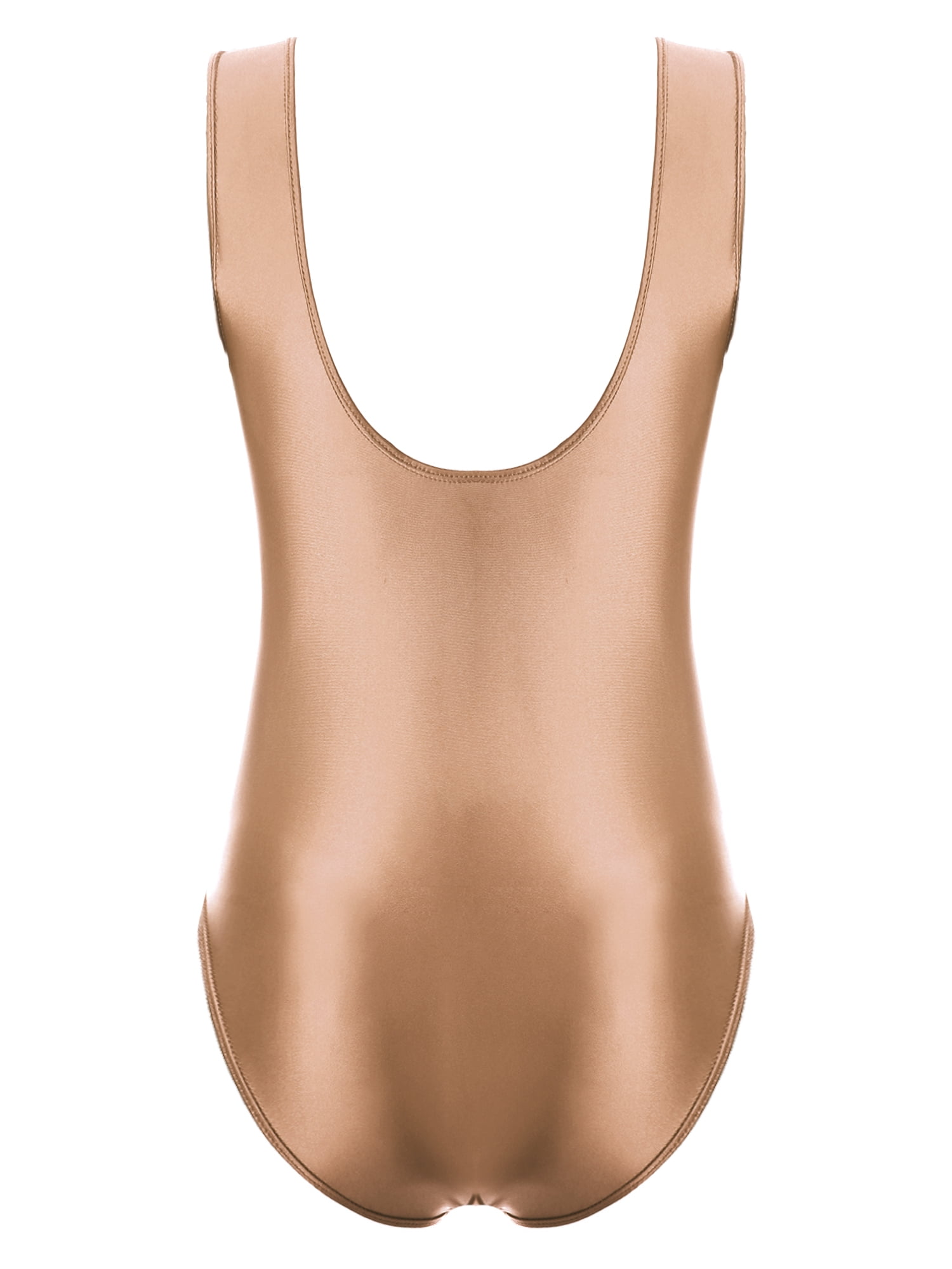iiniim Women's Stretchy Glossy High Cut Bodysuit Tight Oil