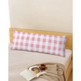 thumbnail image 2 of Light Pink Buffalo Check Body Pillow Cover 20x54, Farmhouse Plaid Modern Geometric Decorative Pillowcase with Zipper, Microfiber Pillow Protector, Soft Breathable Long Lumbar Pillowcases for Women, 2 of 9