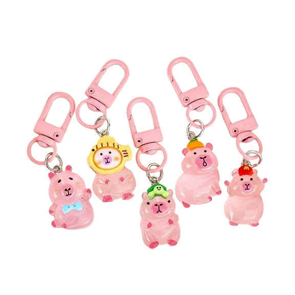 Necvior 5Pcs/set Glow In The Dark Capybara Keychain for Key Organization and Bag Decors