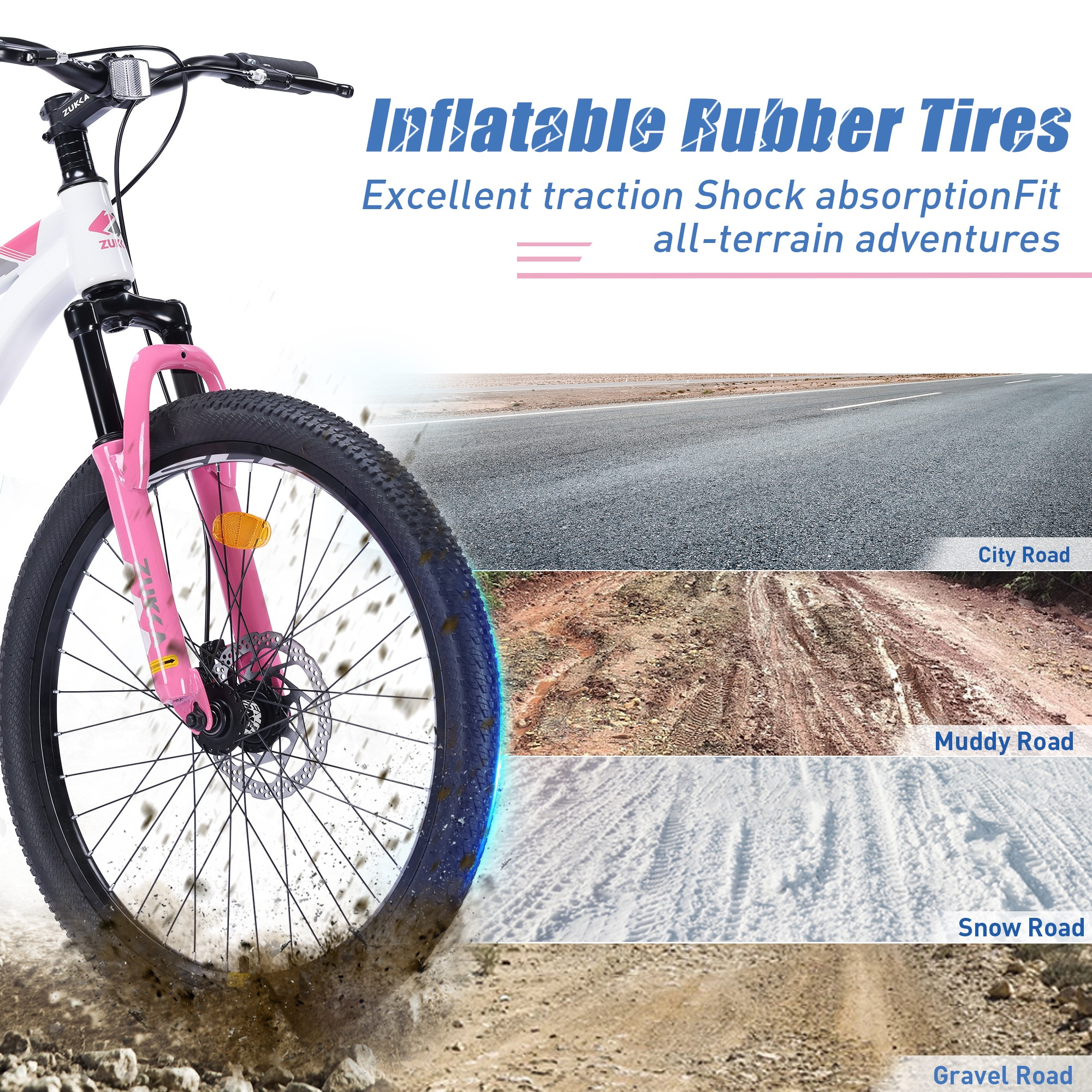 Holaki 24-inch Kids Mountain Bike for Boys Girls Ages 9–12, Durable Steel Frame Kid Bicycle with Suspension Fork & Double Disc Brakes, White