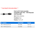 thumbnail image 2 of Front Left CV Axle Assembly - Compatible with 1992 - 1994 Plymouth Colt Vista AWD 1993, 2 of 2