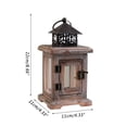 thumbnail image 5 of Antique Candle Lantern with Handle Wood Metal Decorative Hanging Lantern 8.6" Small Candleholder for Patio Tabletop, 5 of 16