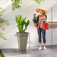 thumbnail image 3 of Outsunny 28" Tall Plastic Planters, Set of 3 Garden Flower Pots, Mixed Grey, 3 of 10